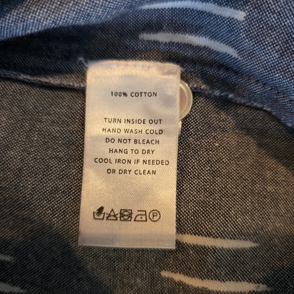 Lilla P Womens XS Blue White Dash Print Cotton Maxi Dress Fringe Hem Button Back - Picture 7 of 12